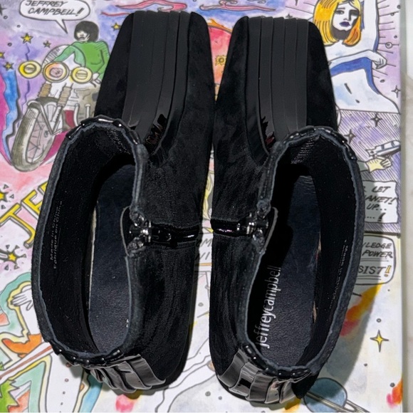 JEFFREY CAMPBELL Boots Women’s 6 Black Square Toe Side Zip $225 - Picture 5 of 8